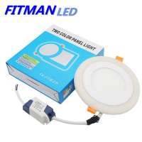 new 3+2W 6+3W 12+4W led Acrylic round recessed blue white double color led panel light